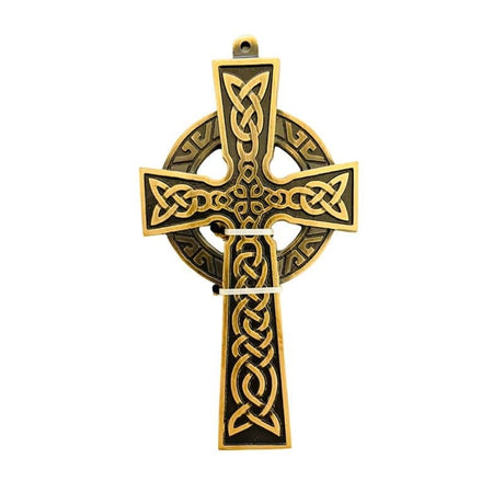 DG700 Irish Small Celtic Wall Cross, Antique Brass Studio Creative Irish Gifts