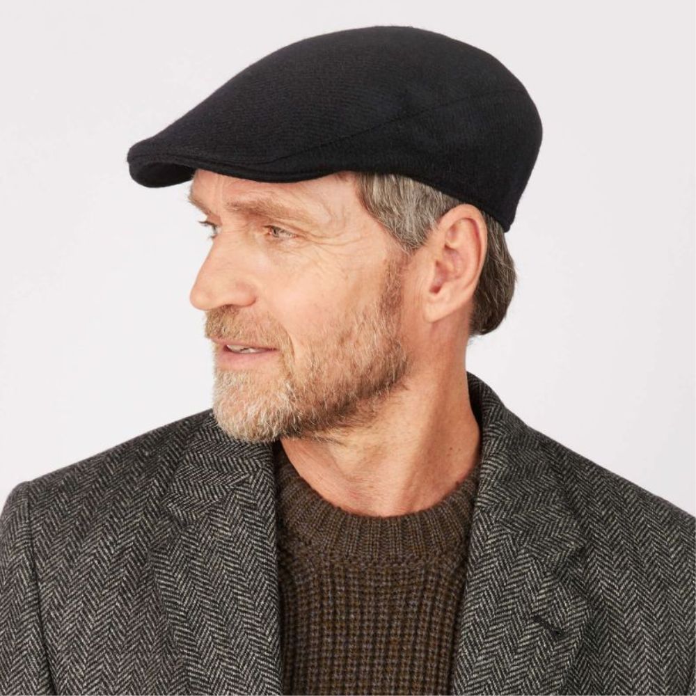 Men's Handcrafted Donegal Tweed Driving Cap Black Creative Irish Gift
