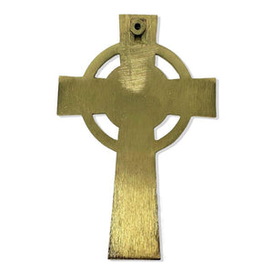 Brass Claddagh Celtic Cross back view Creative Irish Gift