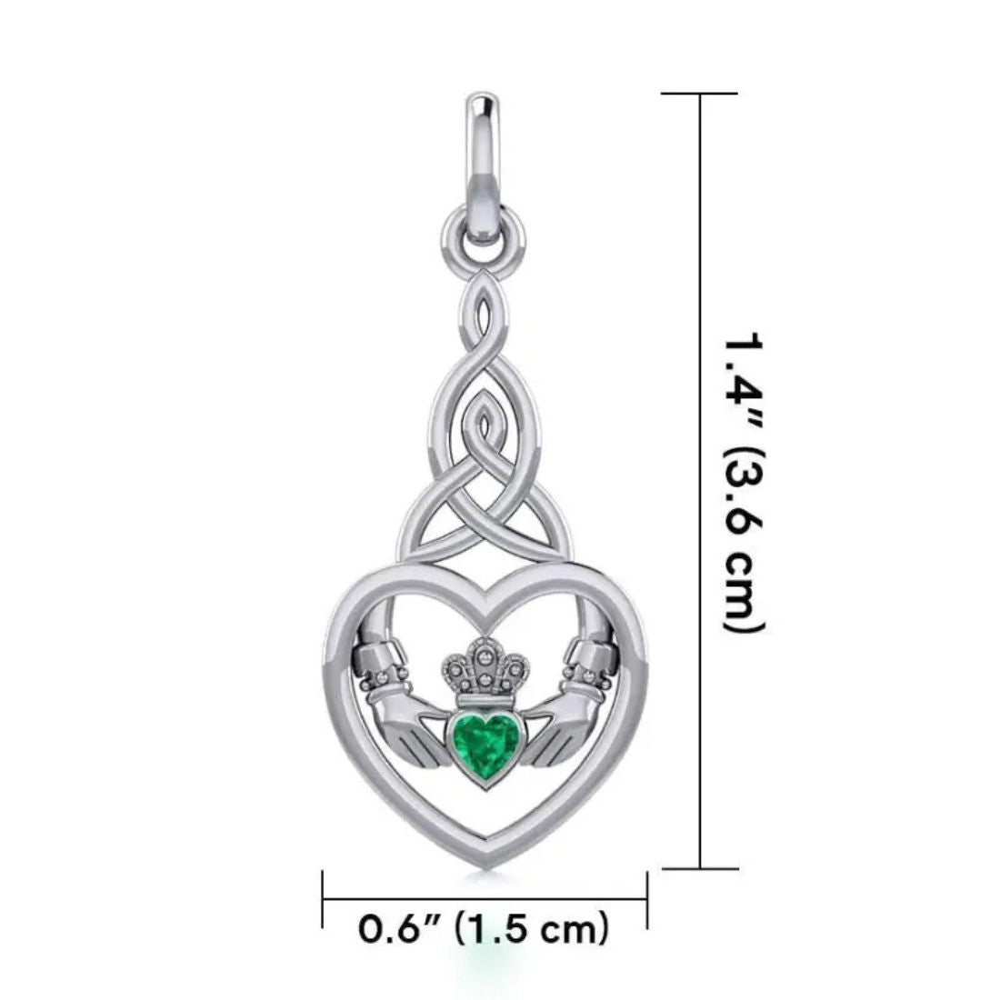 EI-JL-Set33-EG Silver Claddagh Green Garnet Necklace Creative Irish Gifts Size
