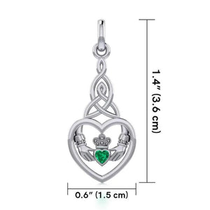 EI-JL-Set33-EG Silver Claddagh Green Garnet Necklace Creative Irish Gifts Size
