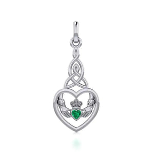 EI-JL-Set33-EG Silver Claddagh Green Garnet Necklace Creative Irish Gifts
