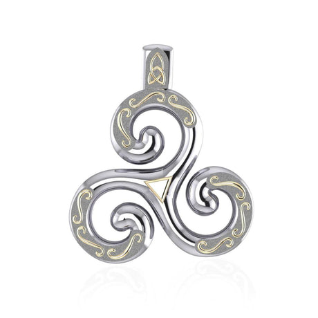 EI-JL-Set5 Sterling Silver & 18K Gold Triskelion Pendant Creative Irish Gifts
