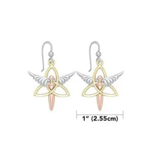 EI-JL-Set71 Trinity Knot Angel Wing Celtic Drop Earrings Creative Irish Gifts Size