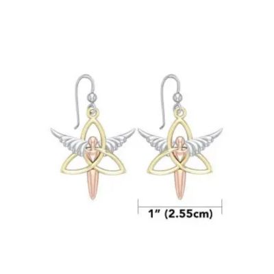 EI-JL-Set71 Trinity Knot Angel Wing Celtic Drop Earrings Creative Irish Gifts Size