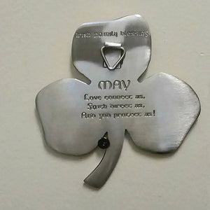  Irish Shamrock Shaped Wall Decor with Blessing Family Blessing Satin Nickel Creative Irish Gift