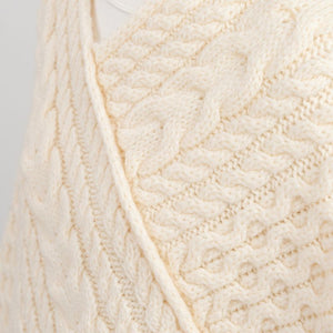 FL176-600 Women's Merino Wool Aran Triangular Poncho, White Creative Irish Gifts
