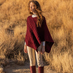 FL176-608 Women's Merino Wool Aran Triangular Poncho, Wine Lifestyle  Creative Irish Gifts
