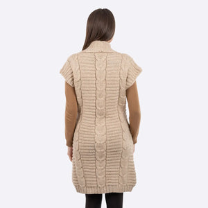 FL177-609 Ladies Virgin Wool Aran Cardigan Back View Creative Irish Gifts
