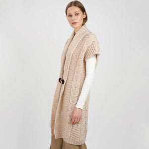 FL177-609 Ladies Virgin Wool Aran Cardigan Creative Irish gift