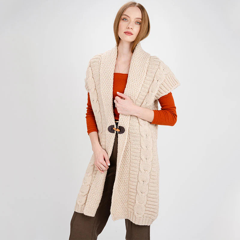 FL177-609 Ladies Virgin Wool Aran Cardigan Creative Irish gift