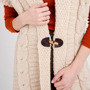 FL177-609 Ladies Virgin Wool Aran Cardigan Closely Creative Irish gift