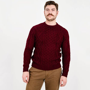 Men's Fisherman Cable Knit Sweater, Wine studio - Creative Irish Gifts