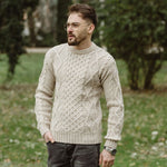 Men's Fisherman Cable Knit Sweater, Parsnip - Creative Irish Gifts