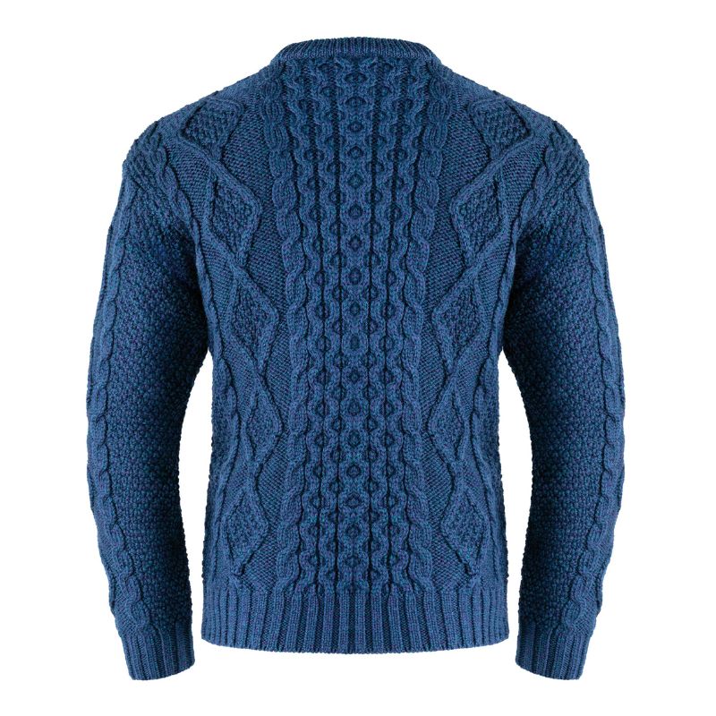 Men's Fisherman Cable Knit Sweater, Navy Back View Creative Irish Gifts