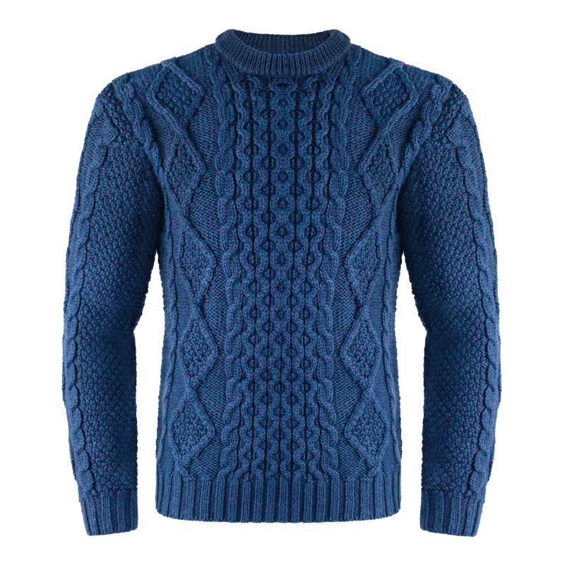 Men's Fisherman Cable Knit Sweater, Navy - Creative Irish Gifts