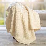 Aran Checkered Throw Blanket White Creative  Irish Gifts