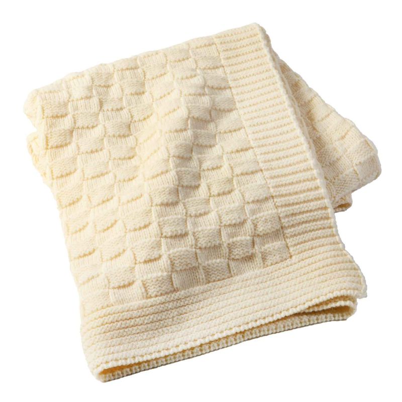 Aran Checkered Throw Blanket White studio Creative Irish Gifts