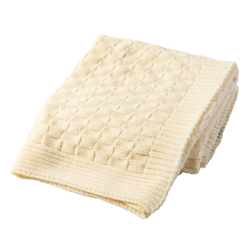 Aran Checkered Throw Blanket White Creative Irish Gifts