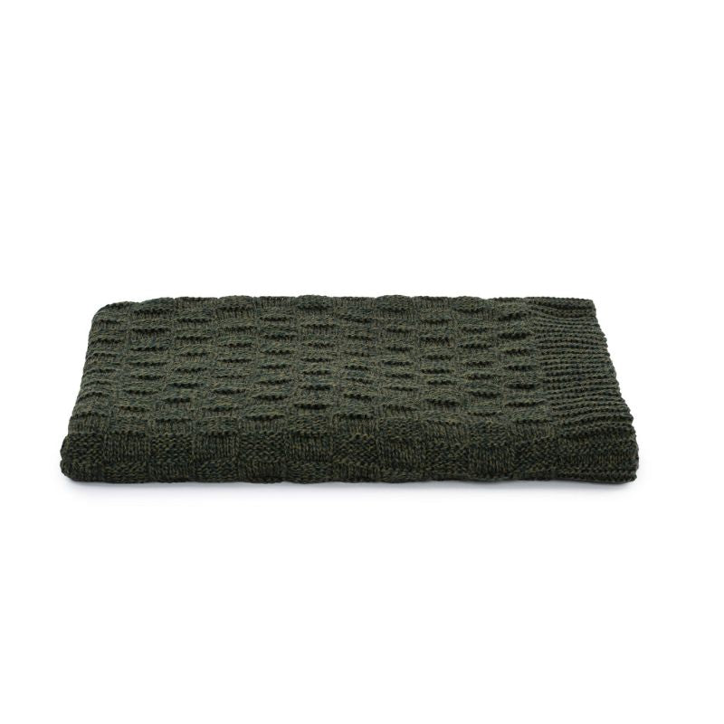 Aran Checkered Throw Blanket Army Creative Green Irish Gifts