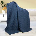 Aran Checkered Throw Blanket Blue Creative Irish Gifts