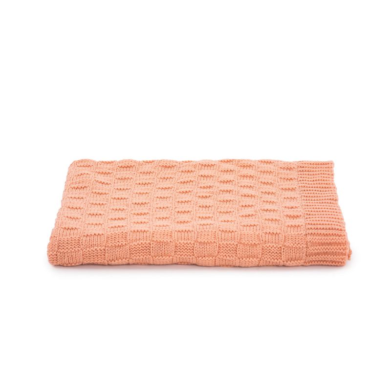 Aran Checkered Throw Blanket Peach Creative Irish Gifts