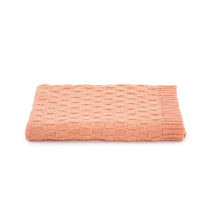 Aran Checkered Throw Blanket Peach Creative Irish Gifts