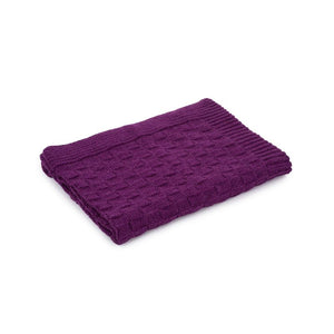Aran Checkered Throw Blanket Purple  Creative Irish Gifts