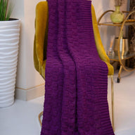 Aran Checkered Throw Blanket Purple Creative Irish Gifts