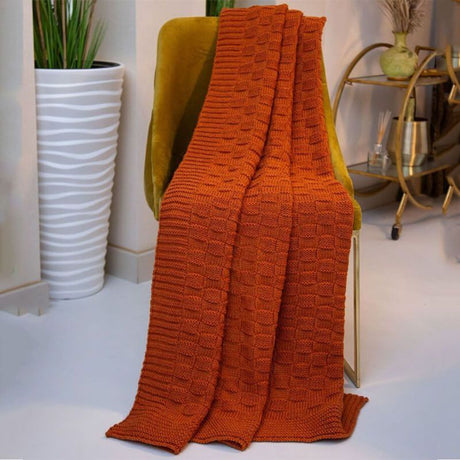 Aran Checkered Throw Blanket Savanna  Creative Irish Gifts