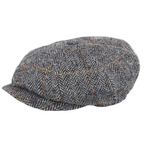 Harris Tweed 8 Piece Bakersboy Cap Grey Herringbone Creative Irish Gift