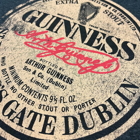 G1349 Men's Guinness Classic Label T-Shirt, Charcoal Creative Irish gift