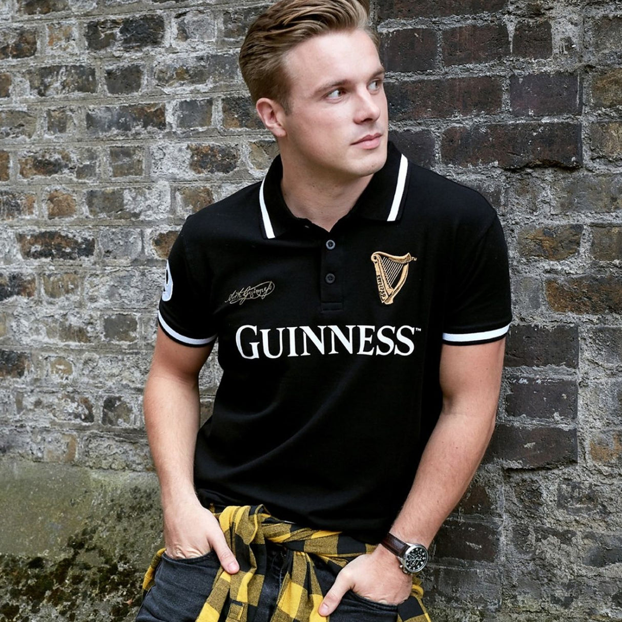 G2066 Men's Official Guinness Polo Shirt, Black Lifestyle Creative Irish Gifts .com