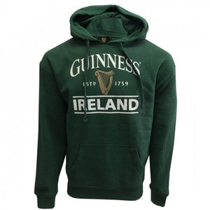 G5092 Men's Authentic Guinness Hoodie, Bottle Green Front Creative Irish gift