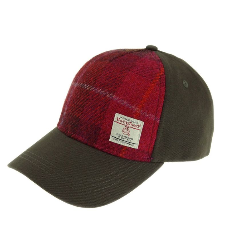 Handwoven Scottish Harris Tweed Baseball Deep Pink Cap Creative Irish Gift