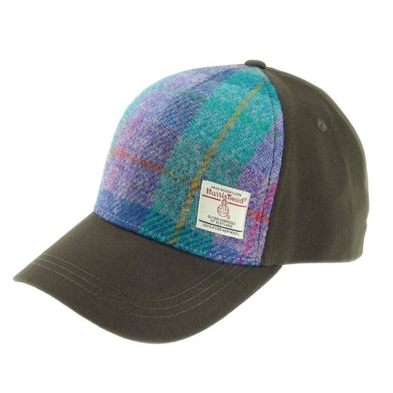 Handwoven Scottish Harris Tweed Baseball Cap Green Purple Creative Irish Gift
