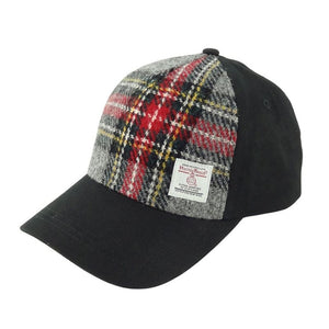 Handwoven Scottish Harris Tweed Baseball Cap Grey Red Creative Irish Gift