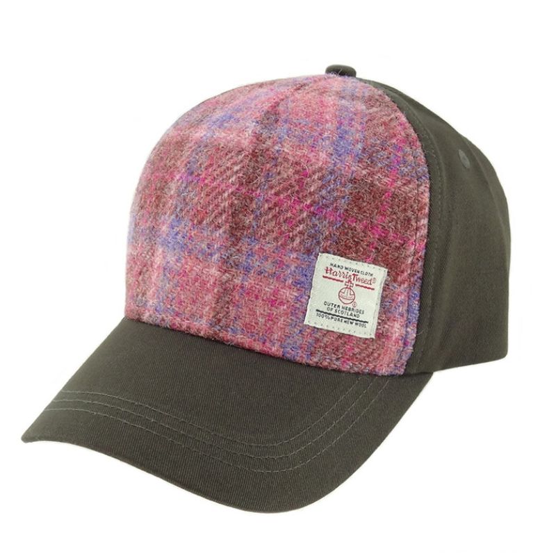 Handwoven Scottish Harris Tweed Baseball Cap Pink Creative Irish Gift