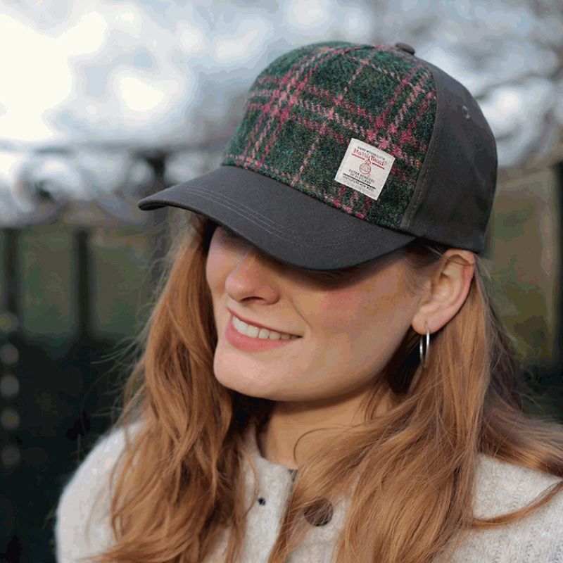 Handwoven Scottish Harris Tweed Baseball Cap Green Creative Irish Gift