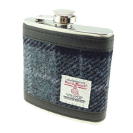 Tartan Design Harris Tweed Hip Flask Grey black Creative Irish Gifts
