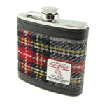 Tartan Design Harris Tweed Hip Flask Grey Red Creative Irish Gifts