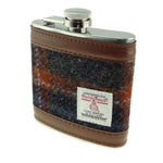 Tartan Design Harris Tweed Hip Flask Grey Rust Creative Irish Gifts