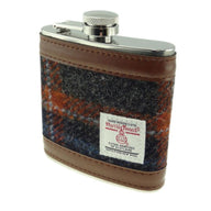 Tartan Design Harris Tweed Hip Flask Grey Rust Creative Irish Gifts