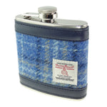 Tartan Design Harris Tweed Hip Flask Light  Blue Creative Irish Gifts