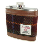 Tartan Design Harris Tweed Hip Flask Rust Check Creative Irish Gifts