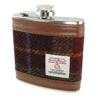 Tartan Design Harris Tweed Hip Flask Rust Check Creative Irish Gifts