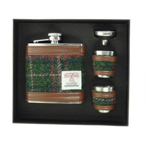 Set of Harris Tweed Hip Flask with Cups - Creative Irish Gifts