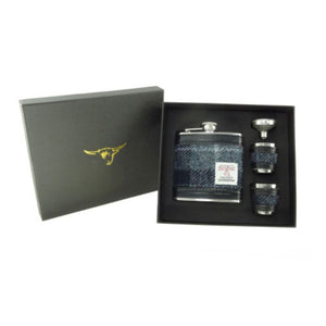 Set of Harris Tweed Hip Flask with Cups - Creative Irish Gifts