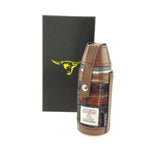 Harris Tweed Hunting Flask Gift Set Grey with Rust Creative Irish Gifts