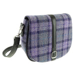 GA-LB1000- Harris Tweed & Vegan Leather Tartan Shoulder Bag, Purple Creative Irish Gift